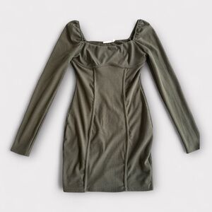 LUSH Olive Green Long Sleeve Bodycon Mini Dress Size XS